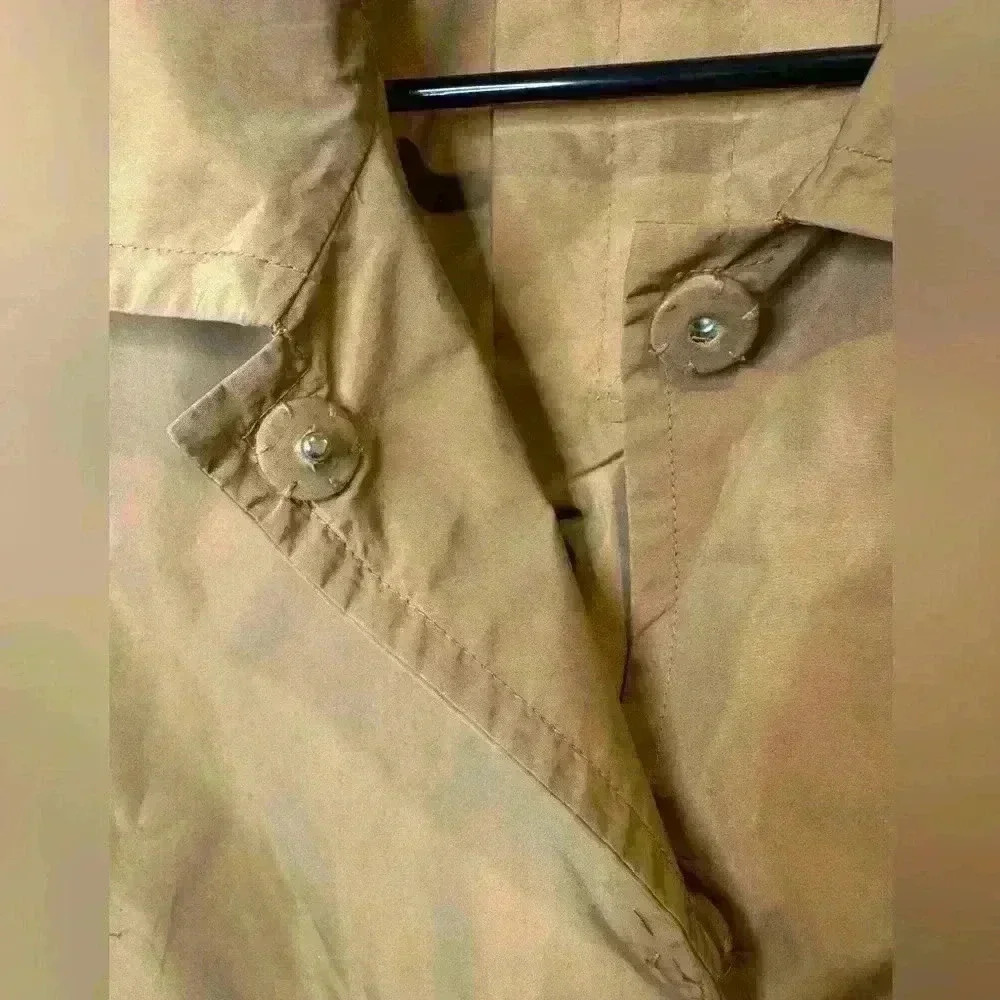 Per Se Brown Gold‎ Cropped Y2K Trench Jacket Sheen Snap Button Size 6 - Picture 7 of 8